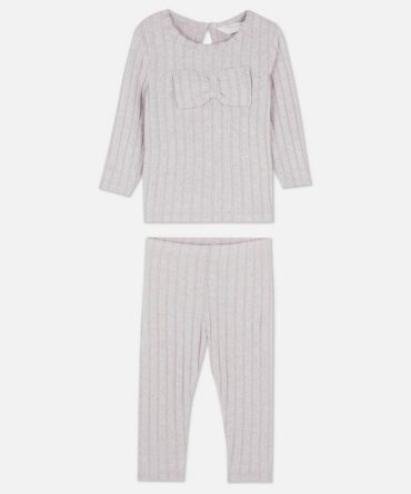 0-36mths | Ribbed Bow T-Shirt and Leggings Set