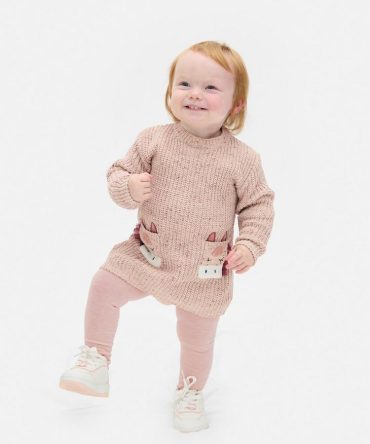 0-36mths | Unicorn Knit Dress And Tights Set