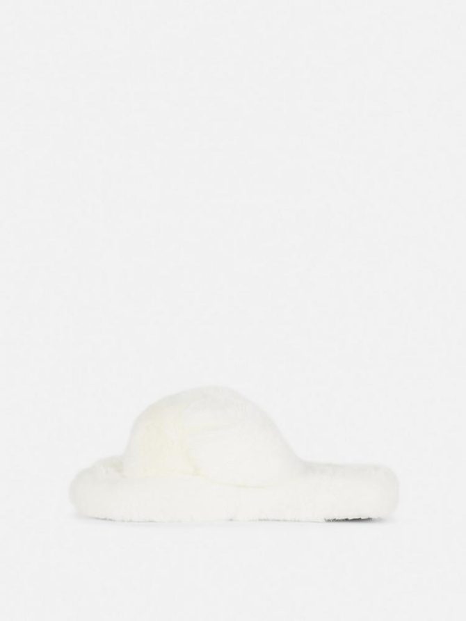 Fluffy Cross Strap Slippers - Image 4