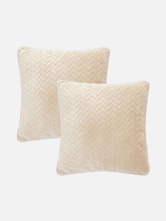 2pk Cable Knit Square Cushions