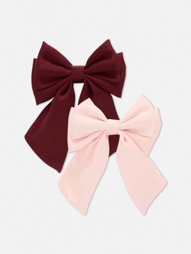 2pk Satin Bow Hair Clips