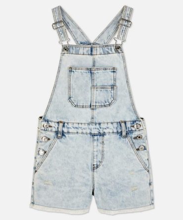 7-15yrs | Frayed Hem Denim Dungarees
