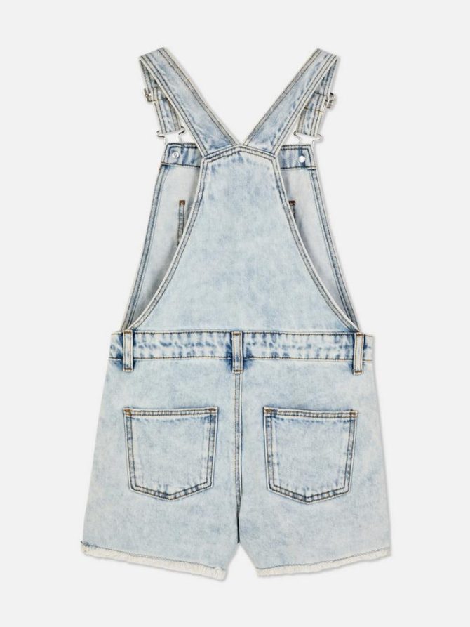 7-15yrs | Frayed Hem Denim Dungarees - Image 2