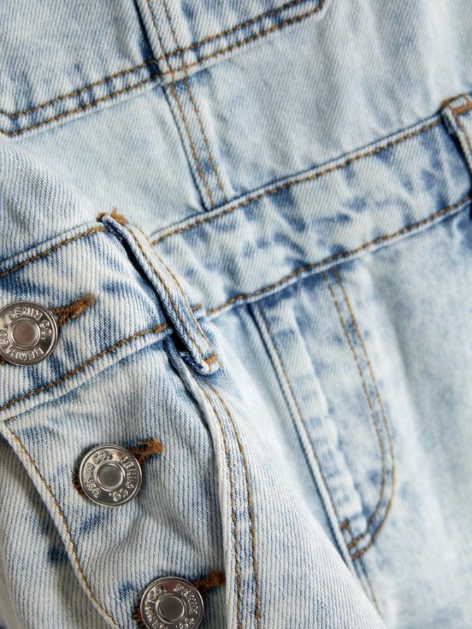 7-15yrs | Frayed Hem Denim Dungarees - Image 3