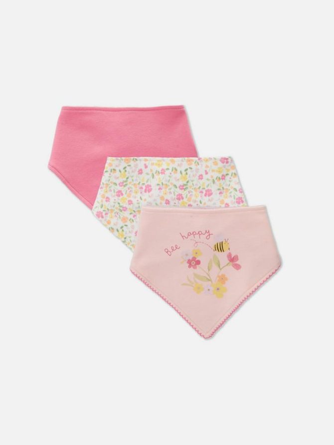 3pk Popper Button Bandana Bibs