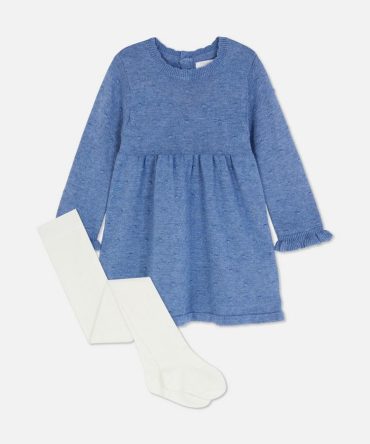 0-36mths | Textured Spotted Dress and Tights Set