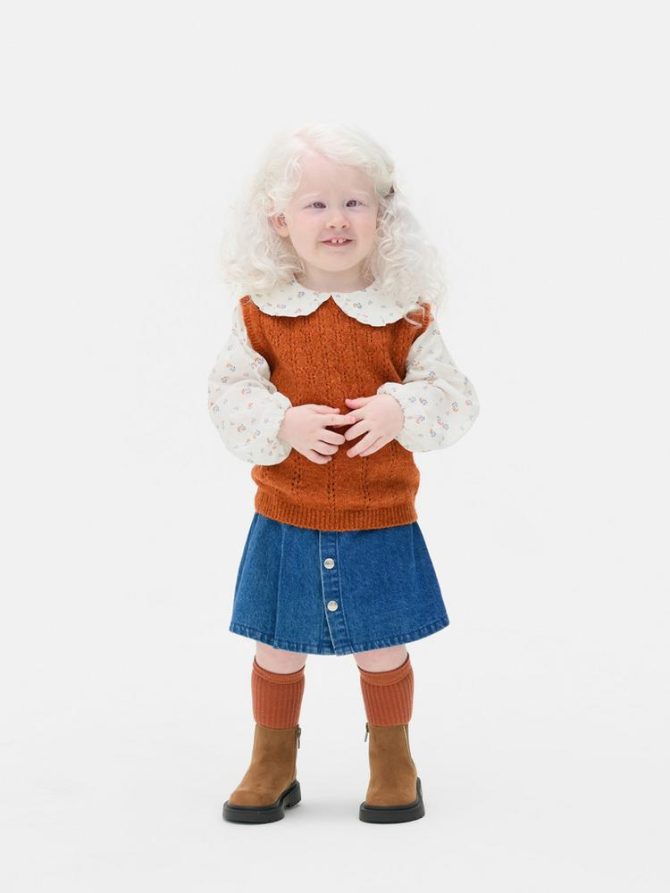 0-36mths | 2-in-1 Jumper and Blouse and Denim Skirt Set