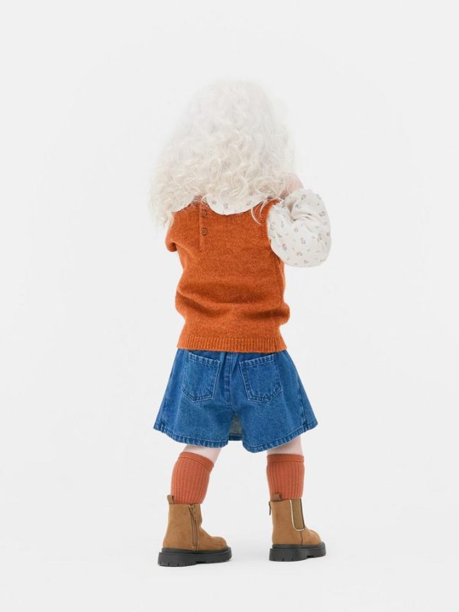 0-36mths | 2-in-1 Jumper and Blouse and Denim Skirt Set - Image 2