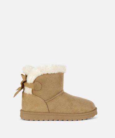 Bow Faux Fur Trim Ankle Boots
