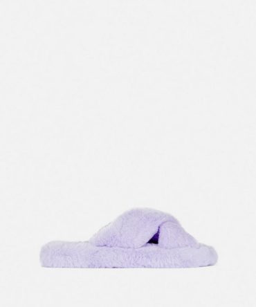 Fluffy Cross Strap Slippers