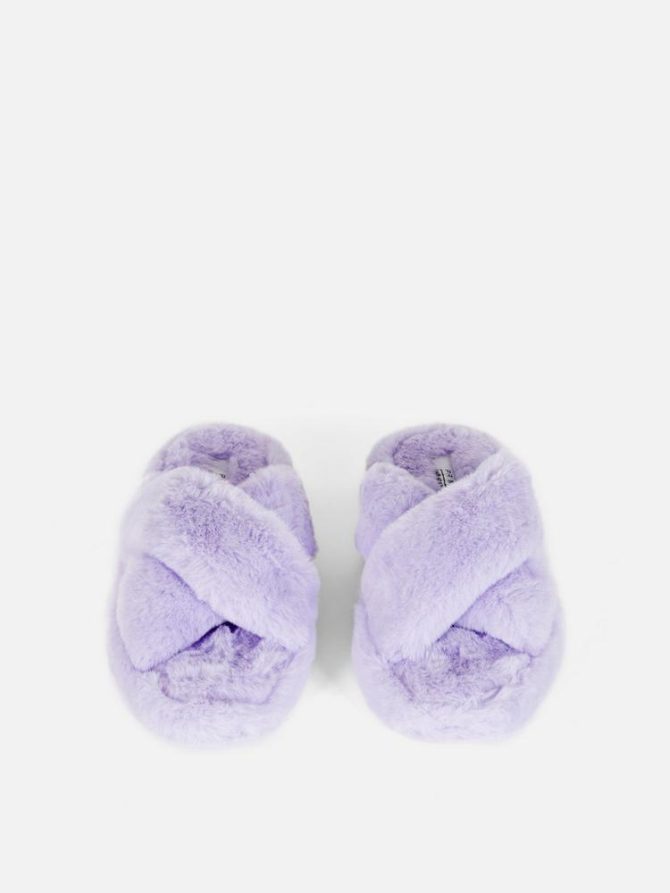 Fluffy Cross Strap Slippers - Image 2