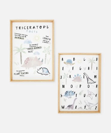 2pk Dinosaur Alphabet Graphic Wall Art