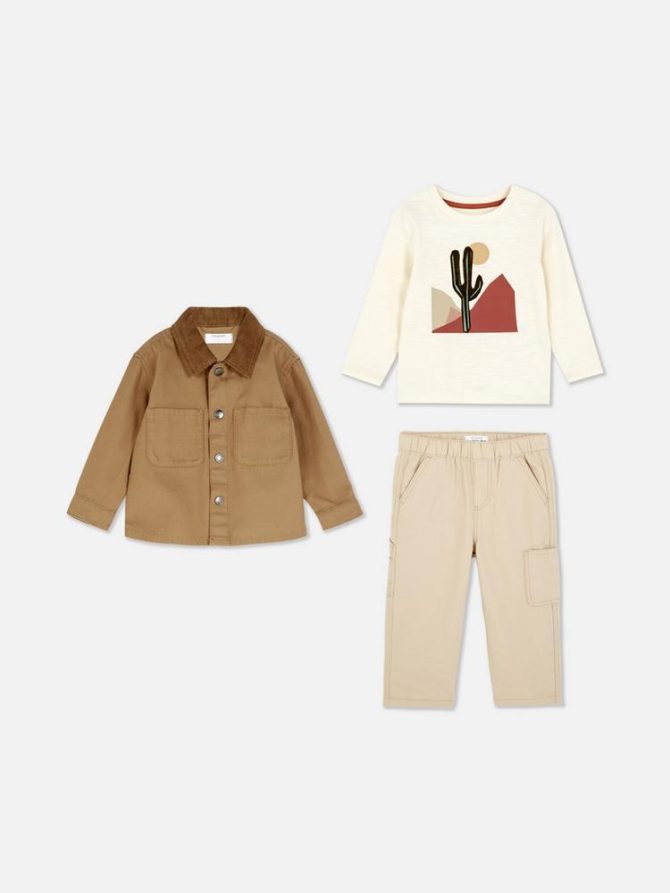 0-36mths | 3-piece Shacket and Trousers Set
