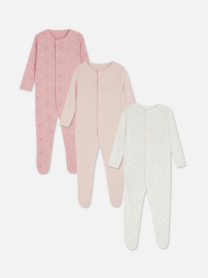 0-24mths | 3pk Popper Sleepsuits