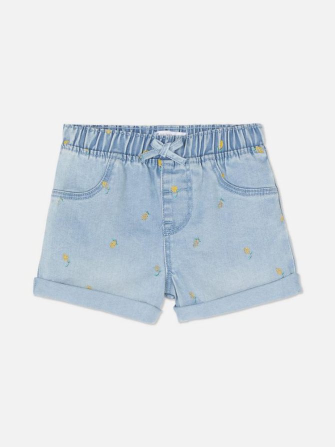Demin Lemon Pattern Shorts