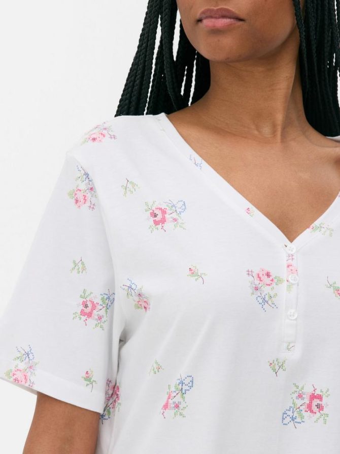 Printed V-Neck Night Dress - Image 3