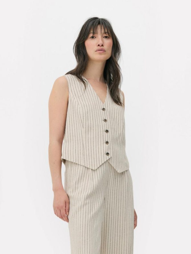Sleeveless Pinstripe Waistcoat - Image 2