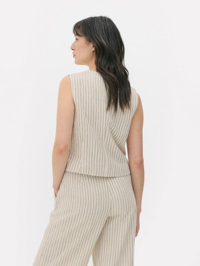 Sleeveless Pinstripe Waistcoat - Image 4