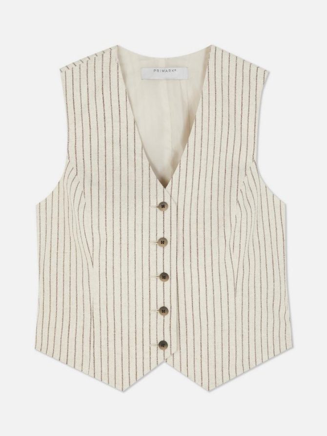 Sleeveless Pinstripe Waistcoat - Image 5