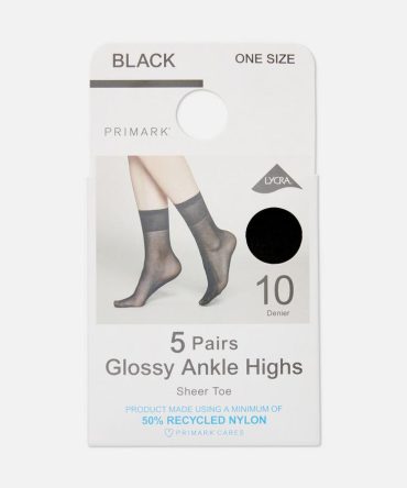 5pk Sheer Glossy Ankle Highs