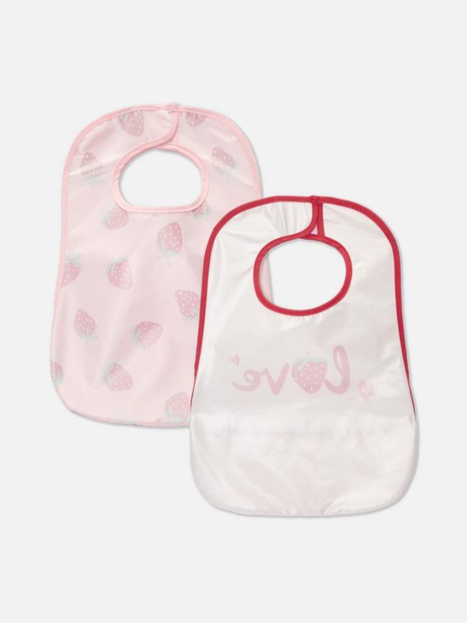 2pk Newborn Strawberry Bibs - Image 2