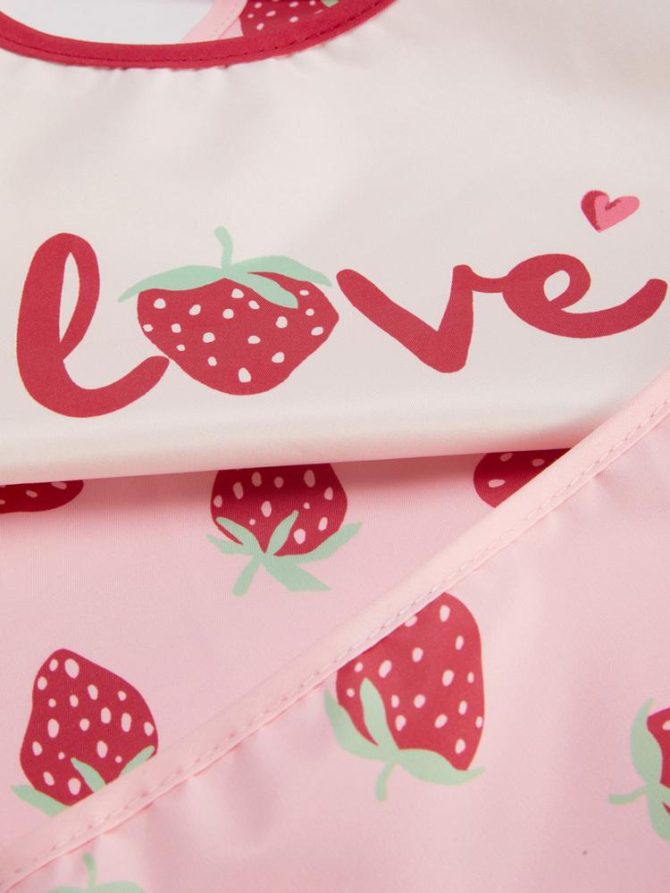 2pk Newborn Strawberry Bibs - Image 3