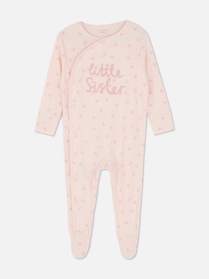 0-24mths | Little Sister Wrap-Front Sleepsuit