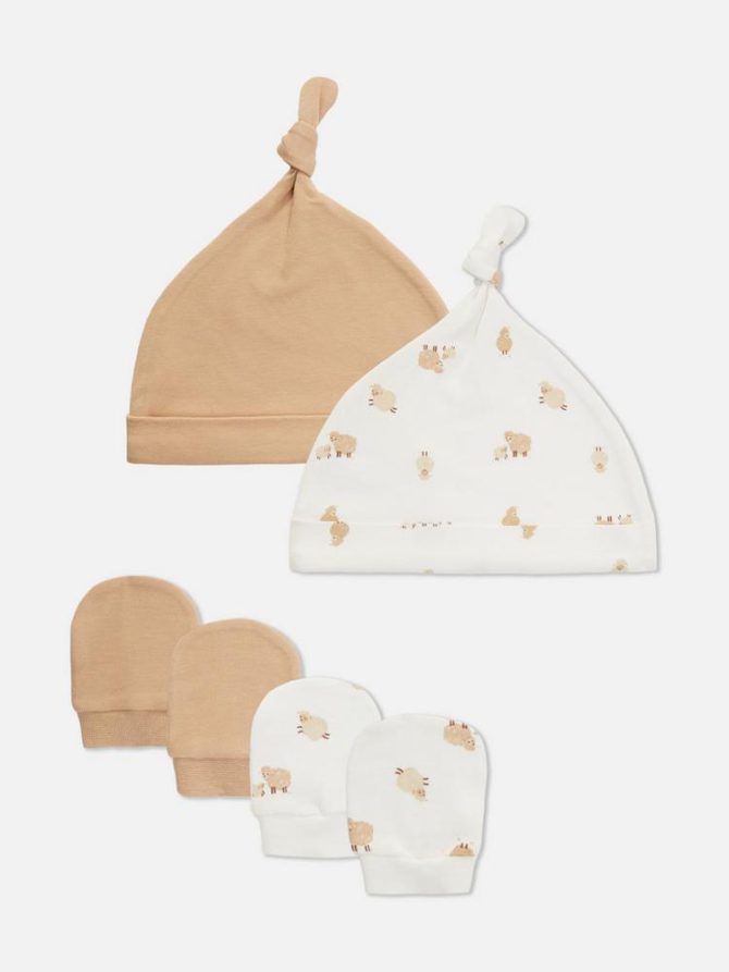 2pk Sheep Hat and Mittens Set