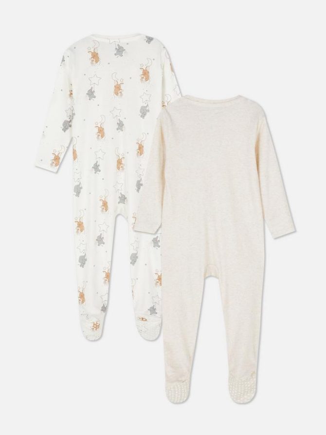 0-24mths | 2pk Zip-Up Sleepsuits - Image 2