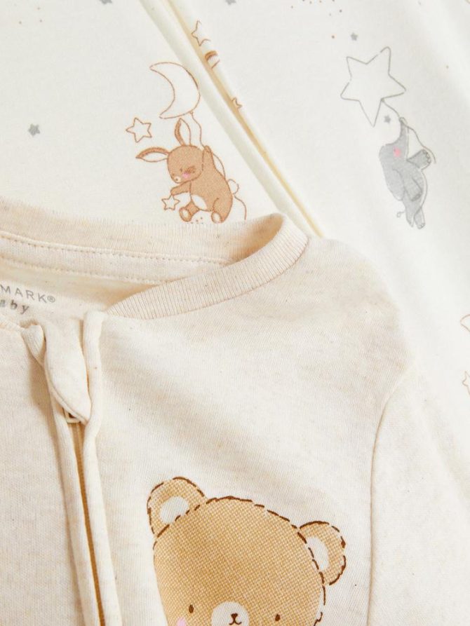 0-24mths | 2pk Zip-Up Sleepsuits - Image 3