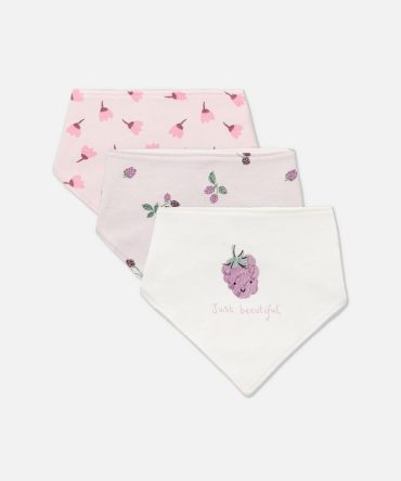 3pk Berry Graphic Bandana Bibs
