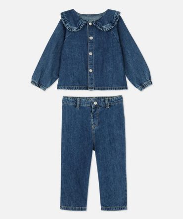 0-36mths | Denim Collared Blouse and Jeans Set